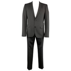 HUGO BOSS 44 Regular Black Solid Wool 36 x 32 Notch Lapel Suit