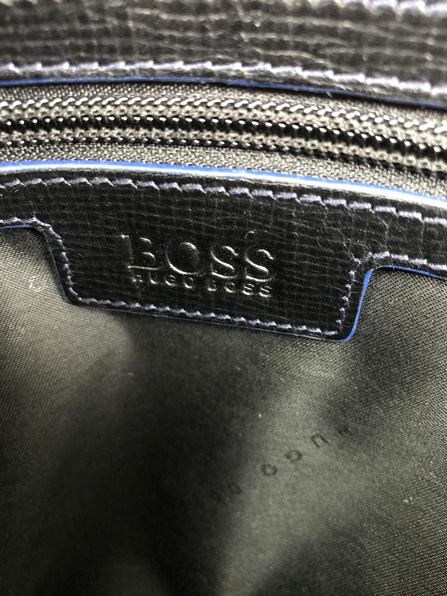 Hugo Boss Black & Blue Leather Business Bag Carry On Shoulder Bag 1