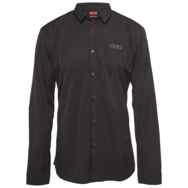 Hugo Boss Chemise à manches longues en coton noir 2XL en vente