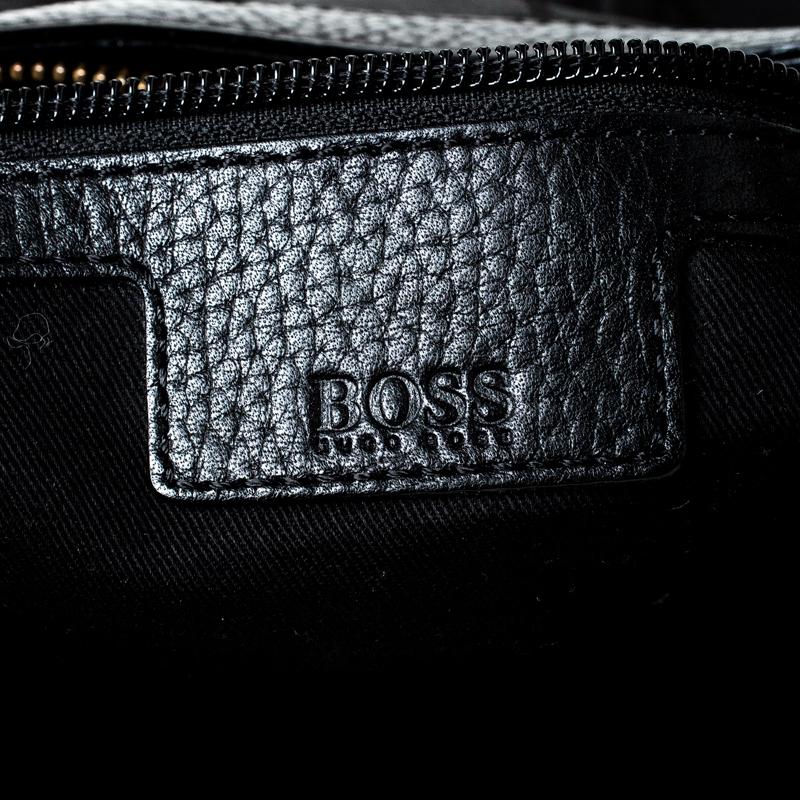 Hugo Boss Black Nylon and Leather Pocket Zip Hobo 2