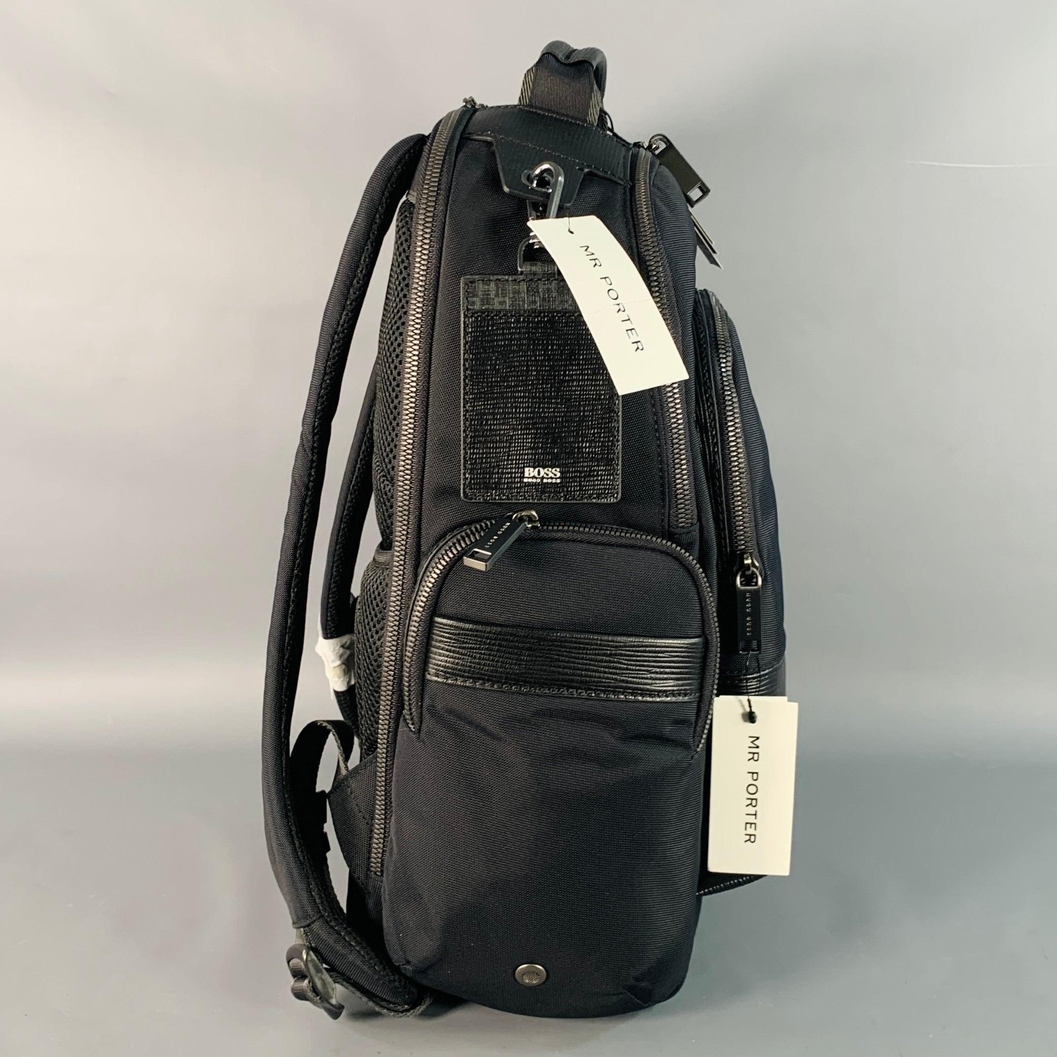 HUGO BOSS Bolsa mochila de viaje de trabajo de nylon y piel negra Negro en venta