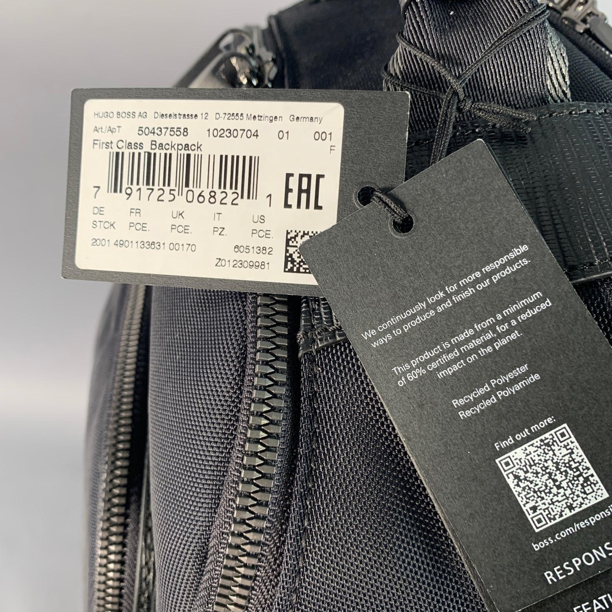 HUGO BOSS Bolsa mochila de viaje de trabajo de nylon y piel negra en venta 1