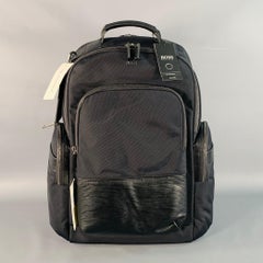HUGO BOSS Schwarzer Nylon Leder Arbeitsrucksack Tasche