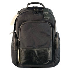 HUGO BOSS Bolsa mochila de viaje de trabajo de nylon y piel negra