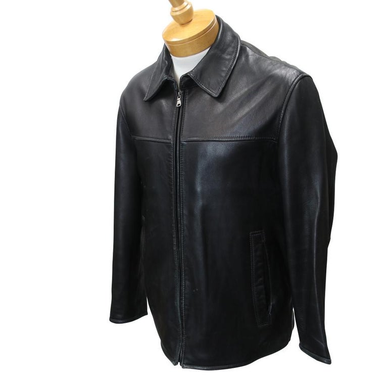 Hugo Boss Black Oversized Calfskin Concealed Zip Men's Collared Jacket For  Sale at 1stDibs