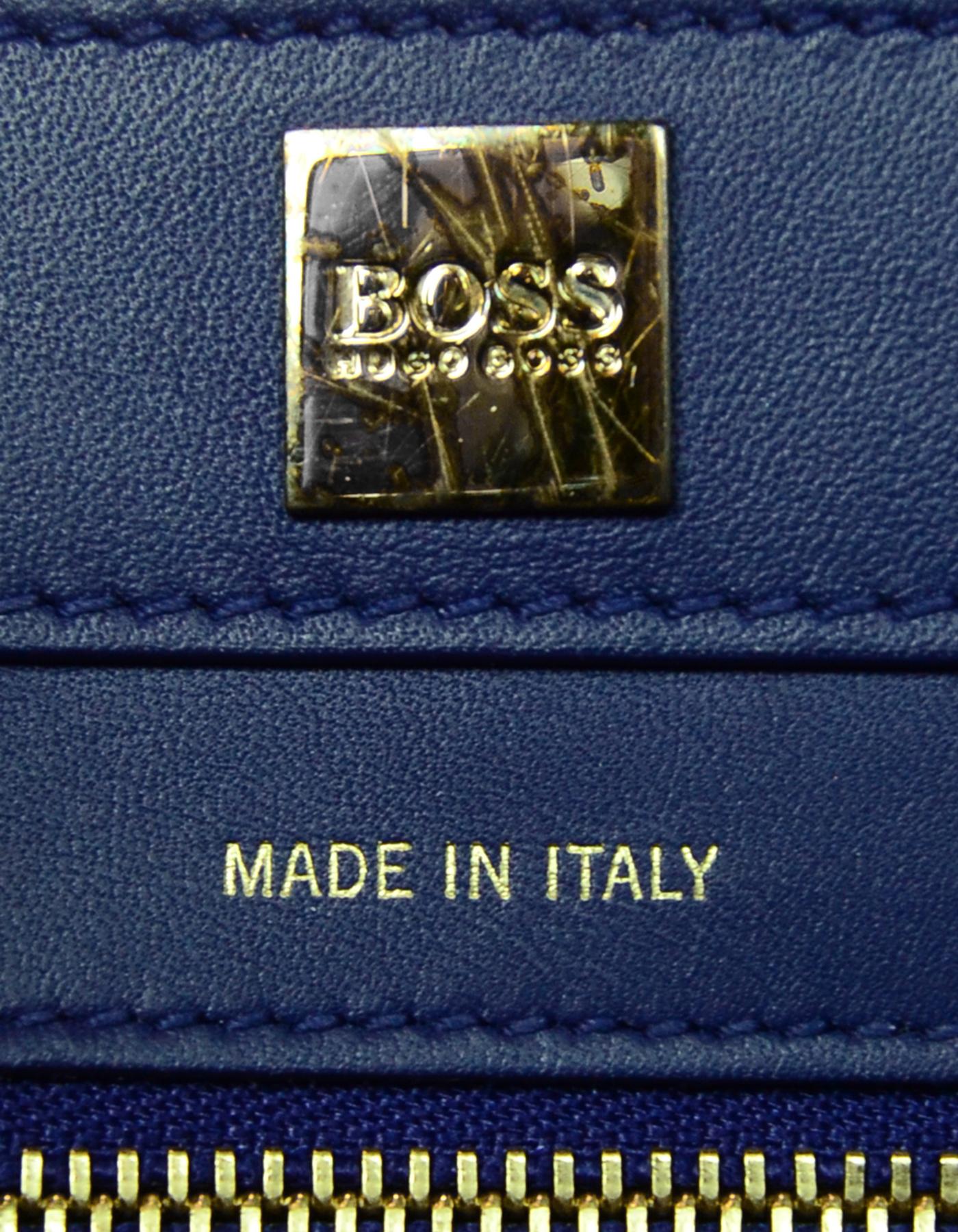 Hugo Boss Blue Leather Bespoke S Top Handle Satchel Bag 3