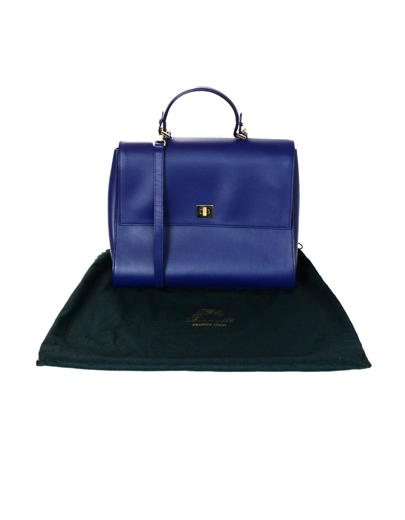 Hugo Boss Blue Leather Bespoke S Top Handle Satchel Bag 5