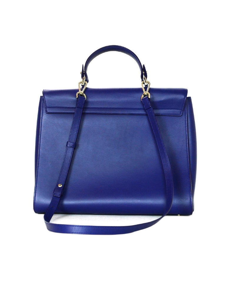 Hugo Boss Blue Leather Bespoke S Top Handle Satchel Bag at ...
