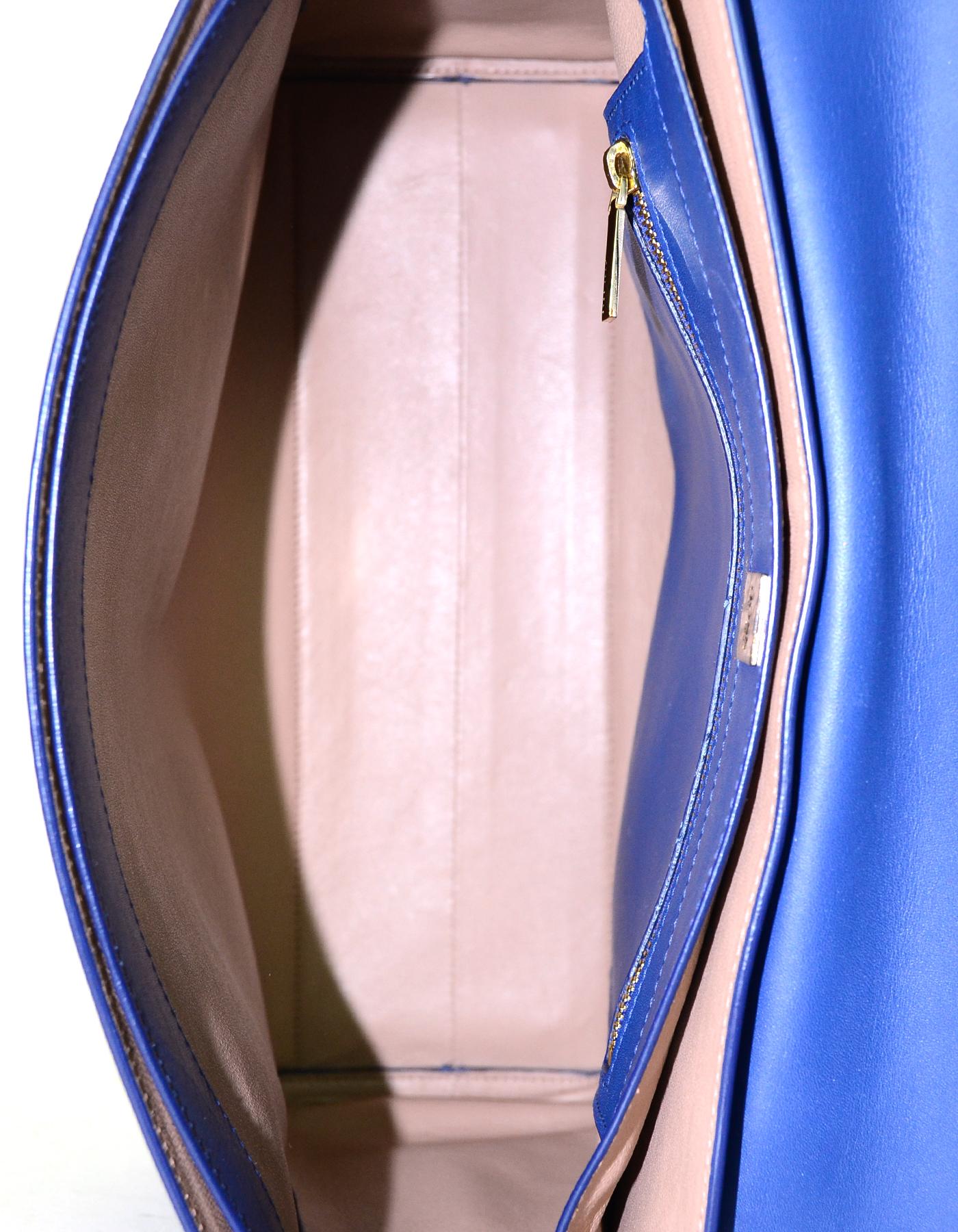 Hugo Boss Blue Leather Bespoke S Top Handle Satchel Bag 2