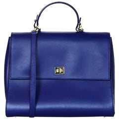 Hugo Boss Blau Leder Maßgeschneiderte S Top Handle Satchel Bag