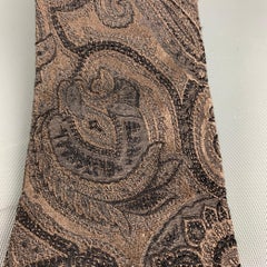 HUGO BOSS Brown Paisley Wool Silk Jacquard Tie