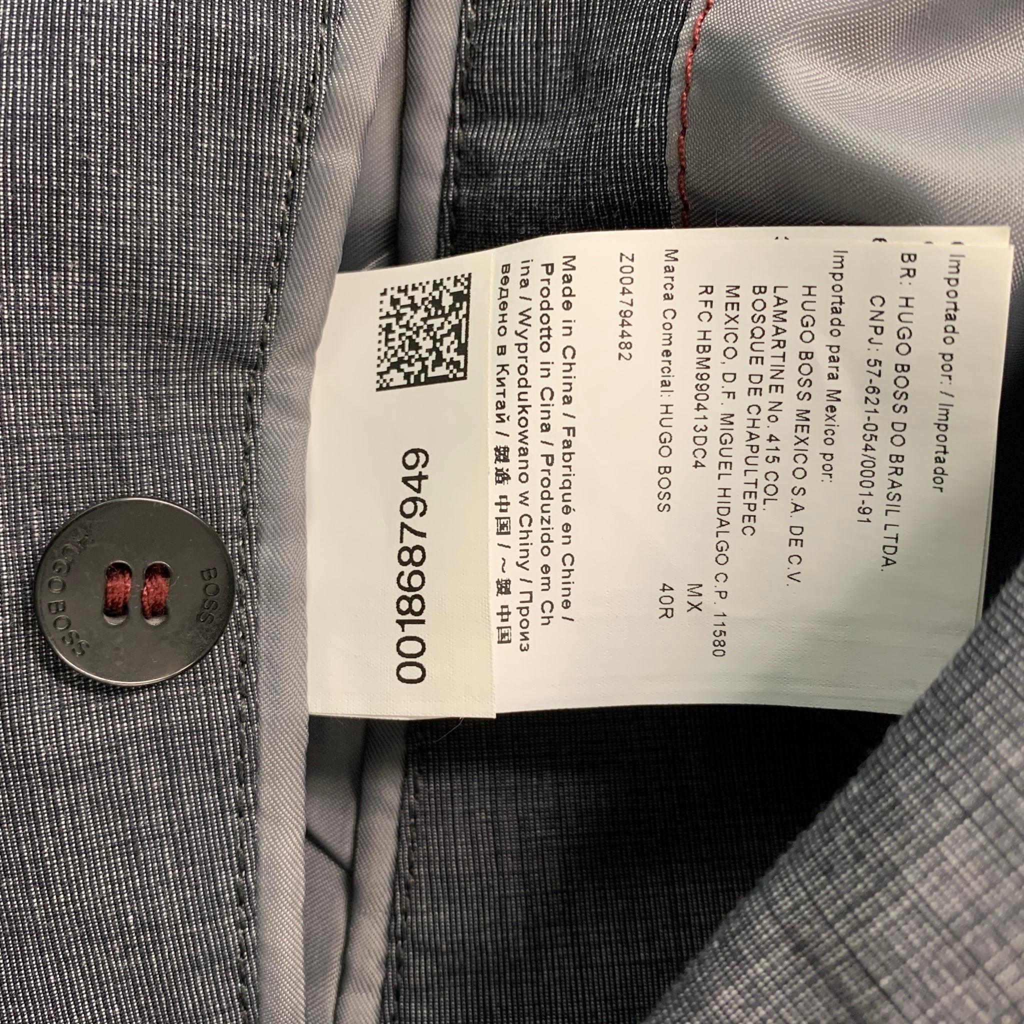 HUGO BOSS Chest Size 40 Regular Grey Polyester Sport Coat In Excellent Condition In San Francisco, CA