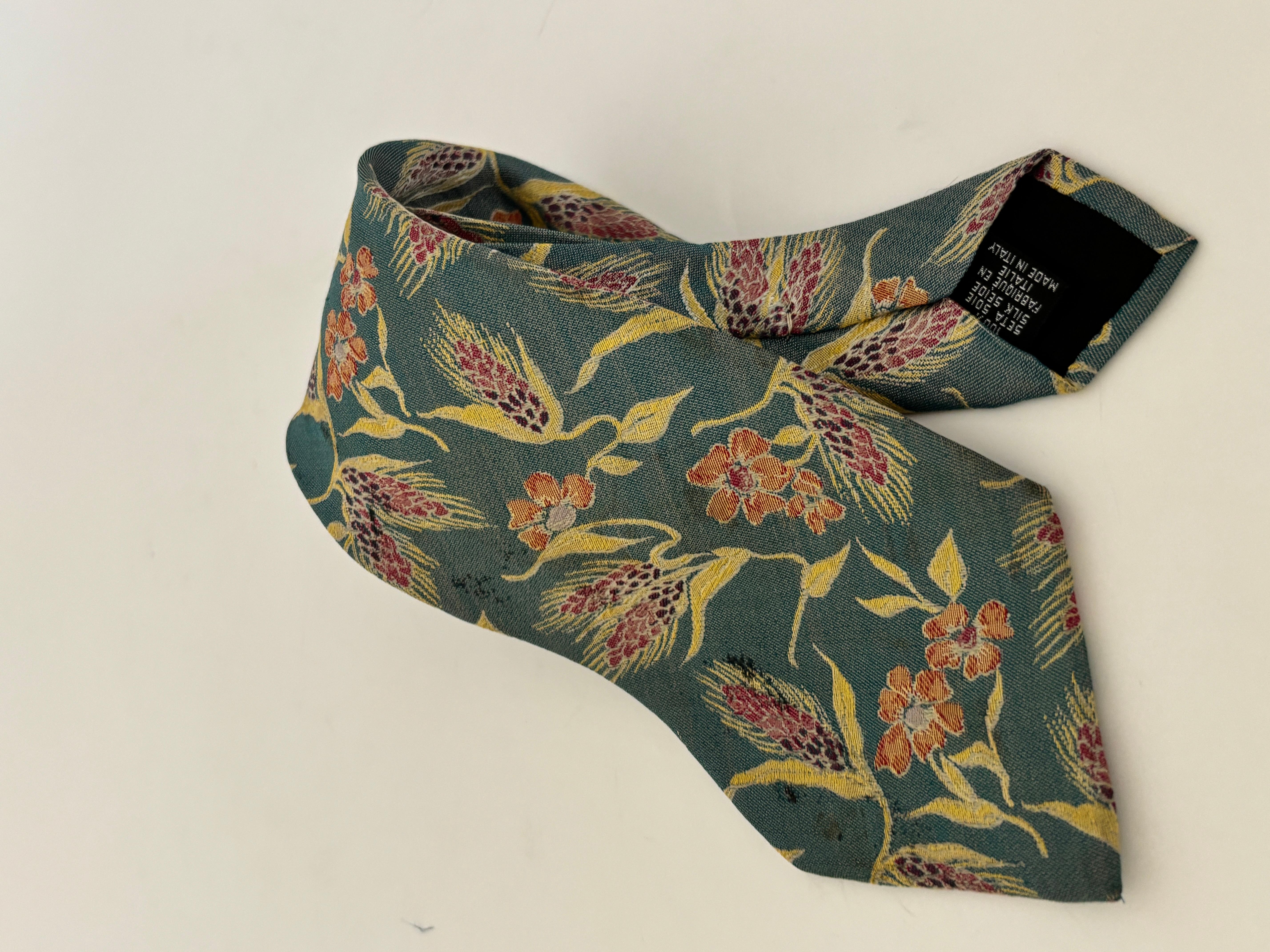 Hugo Boss Grün Floral Herren Seidenkrawatte Italien (Schwarz) im Angebot