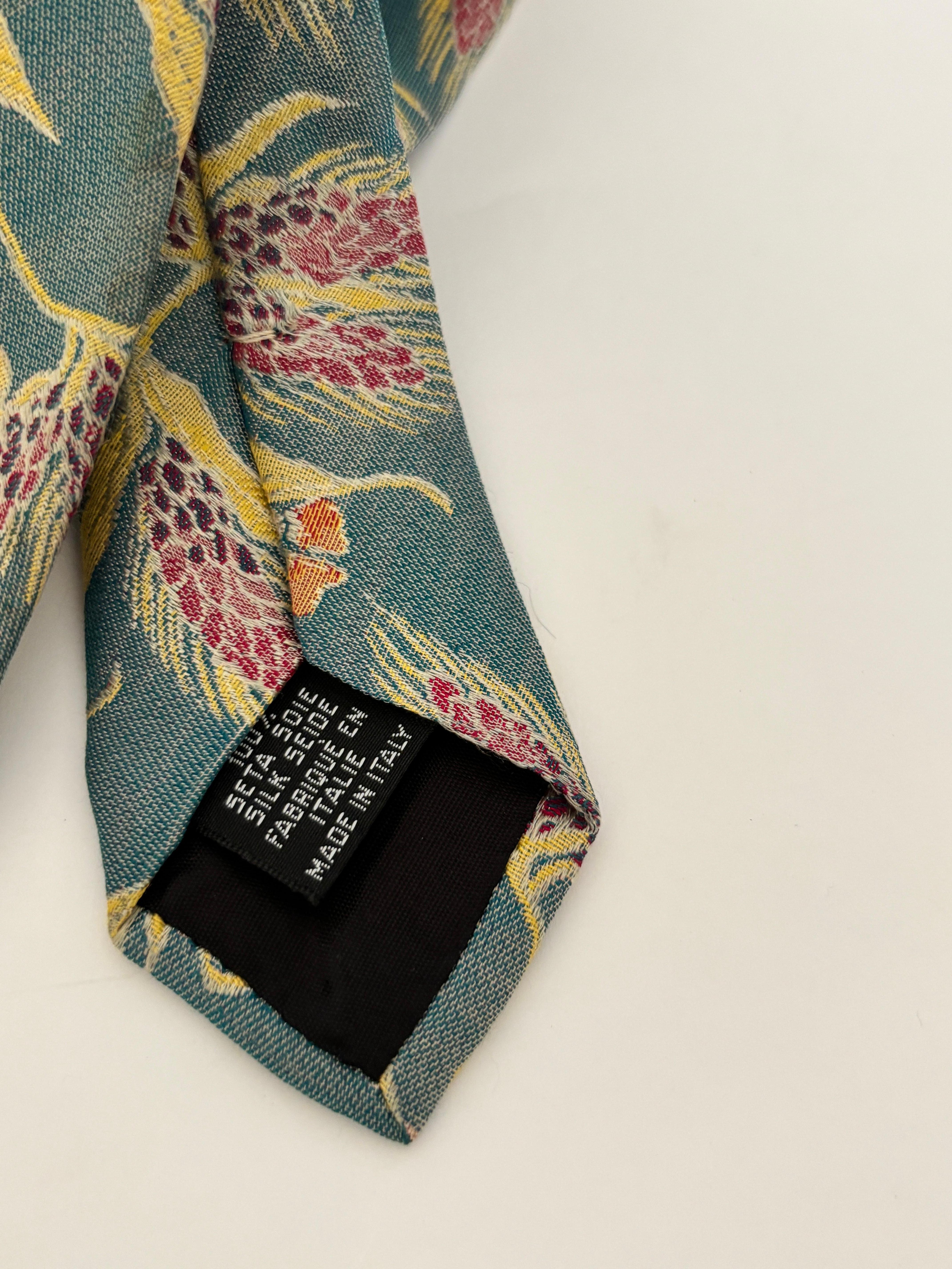 Hugo Boss Grün Floral Herren Seidenkrawatte Italien im Zustand „Gut“ im Angebot in North Hollywood, CA