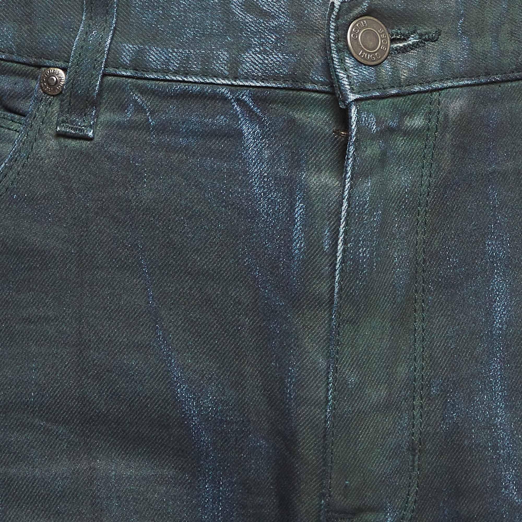 Black Hugo Boss Navy Blue Washed Denim Jeans L Waist 36