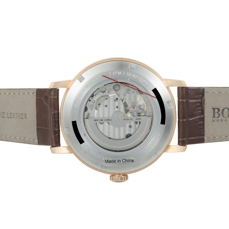 Hugo Boss Signature Men''s Visible Movement Watch, Brown Leather Band  1513506 at 1stDibs