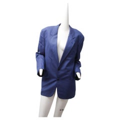 HUGO BOSS, Silk Wool Blend, Cobalt Blue, Two-Button Blazer, 1990's