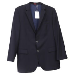 Hugo Boss Single-Breasted Blazer with Pockets in Navy Blue Wool