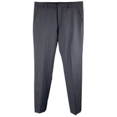 HUGO BOSS Size 28 Navy Plaid Virgin Wool Dress Pants