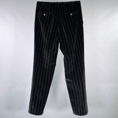 HUGO BOSS Size 30 Black Grey Pinstripe Cotton Velvet Dress Pants