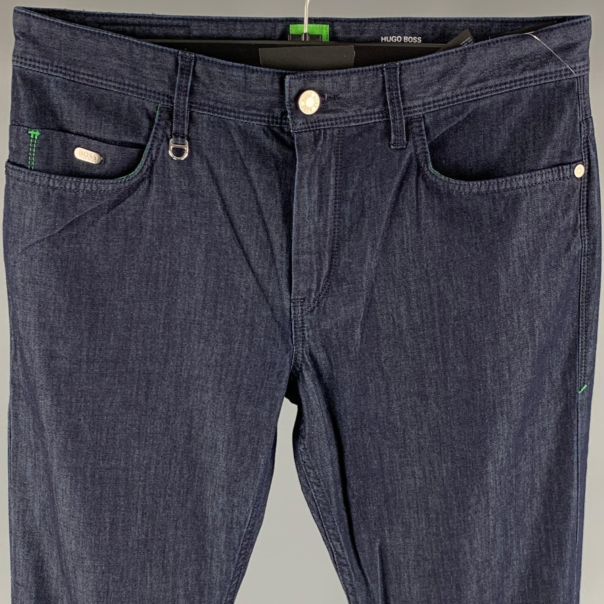 HUGO BOSS Size 33 Blue Cotton Blend Jeans In Excellent Condition For Sale In San Francisco, CA