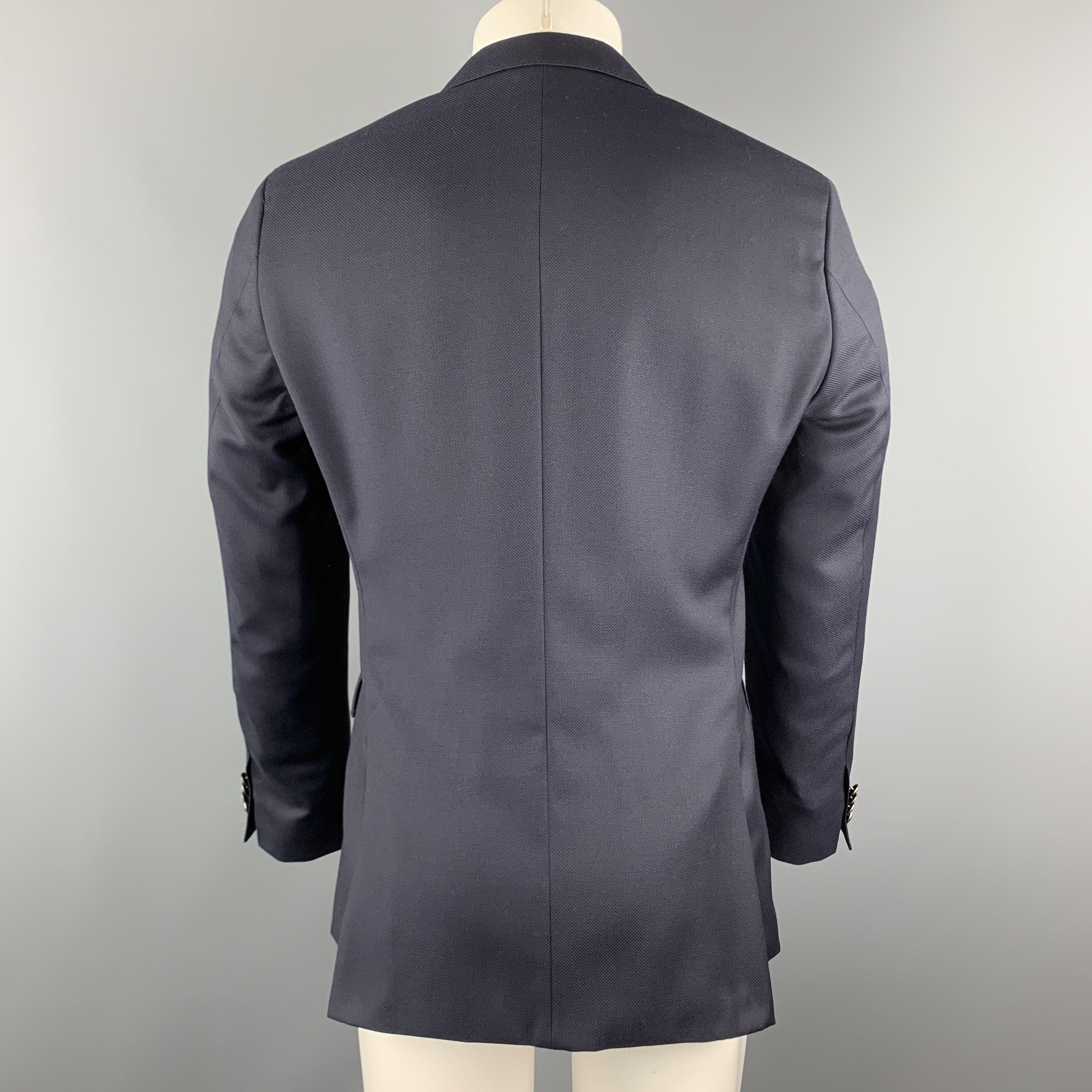 Men's HUGO BOSS Size 36 Navy Woven Wool Notch Lapel Sport Coat For Sale
