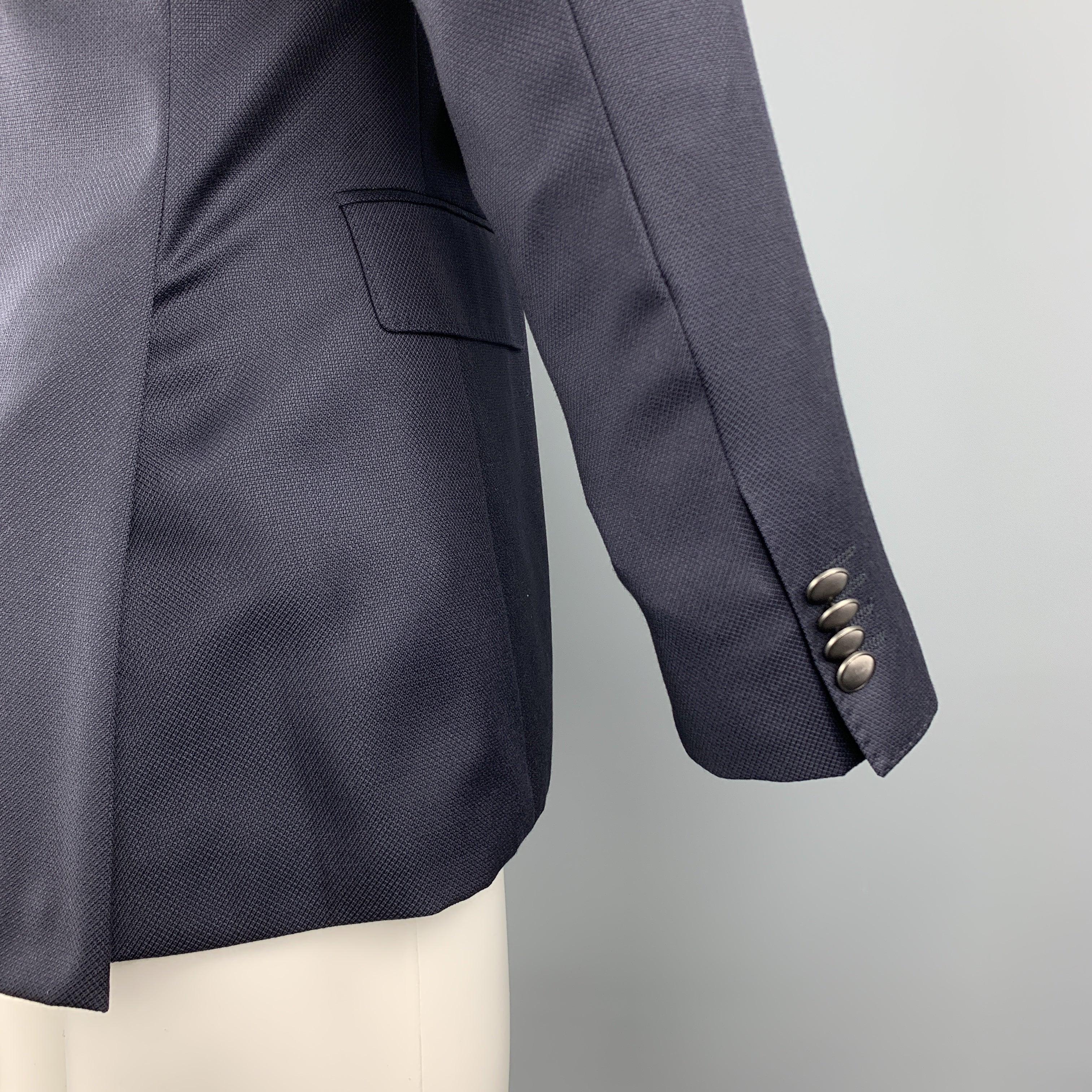 HUGO BOSS Size 36 Navy Woven Wool Notch Lapel Sport Coat For Sale 1