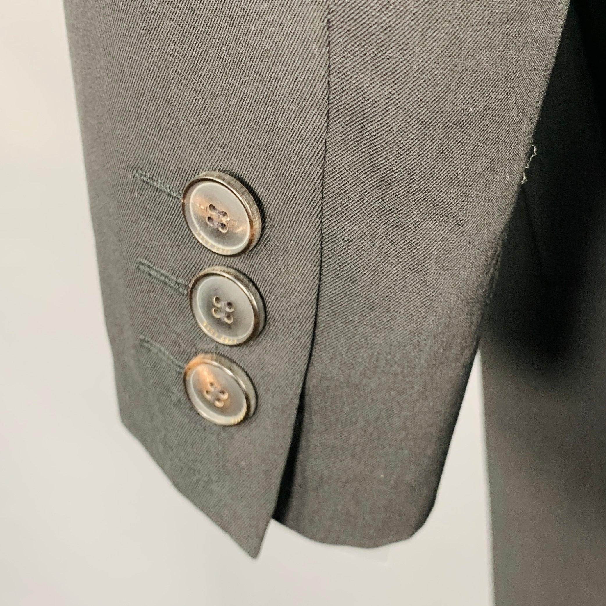 Men's HUGO BOSS Size 38 Black Virgin Wool Single Breasted Coat For Sale
