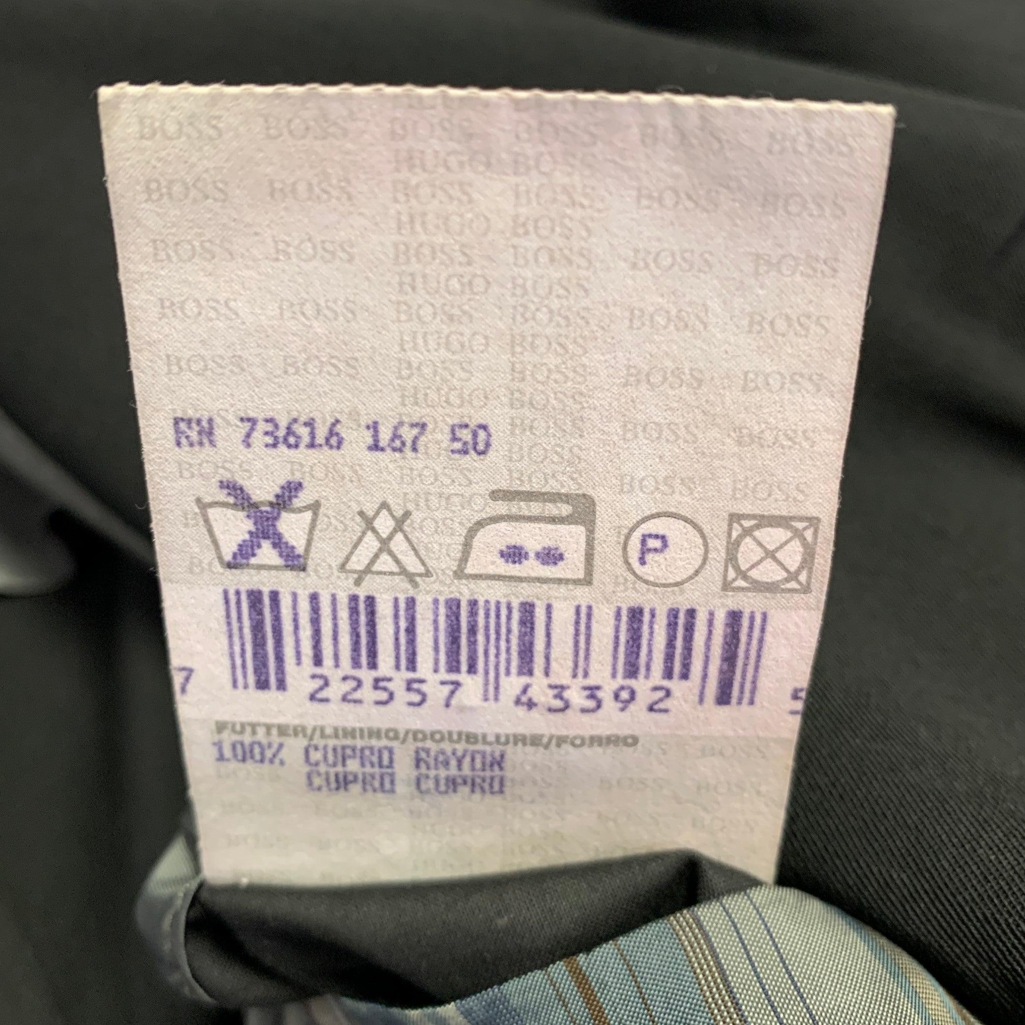 HUGO BOSS Cappotto monopetto in lana vergine nera taglia 38 in vendita 3