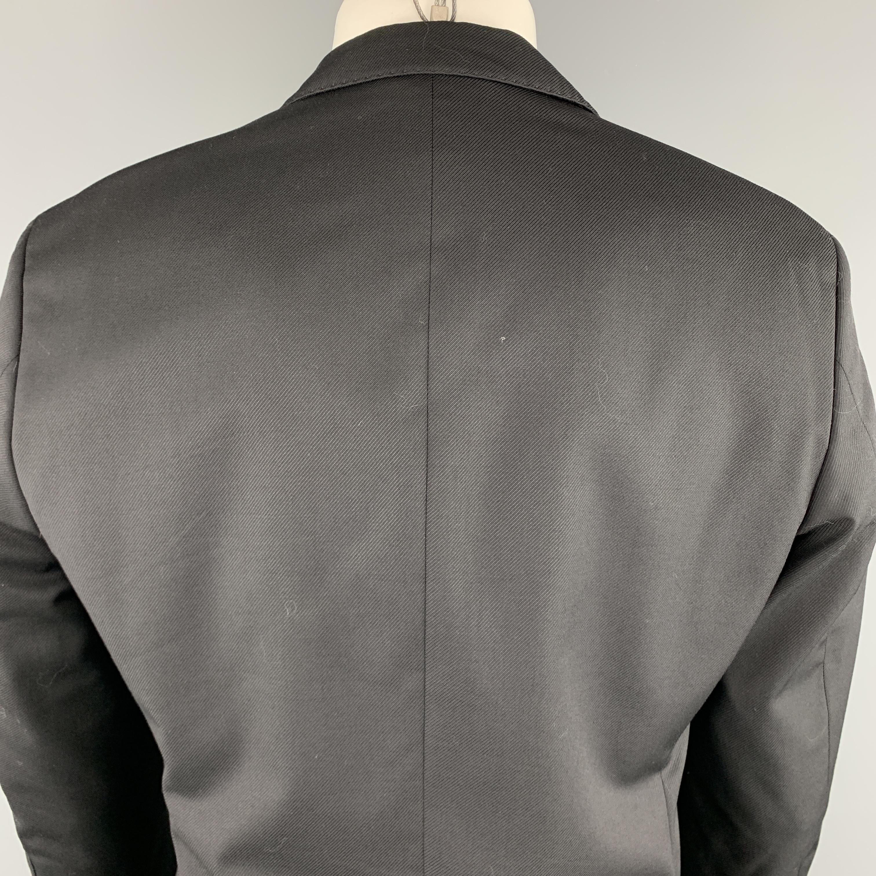 HUGO BOSS Size 38 Black Wool Notch Lapel Striped Texture Regular Sport Coat 1