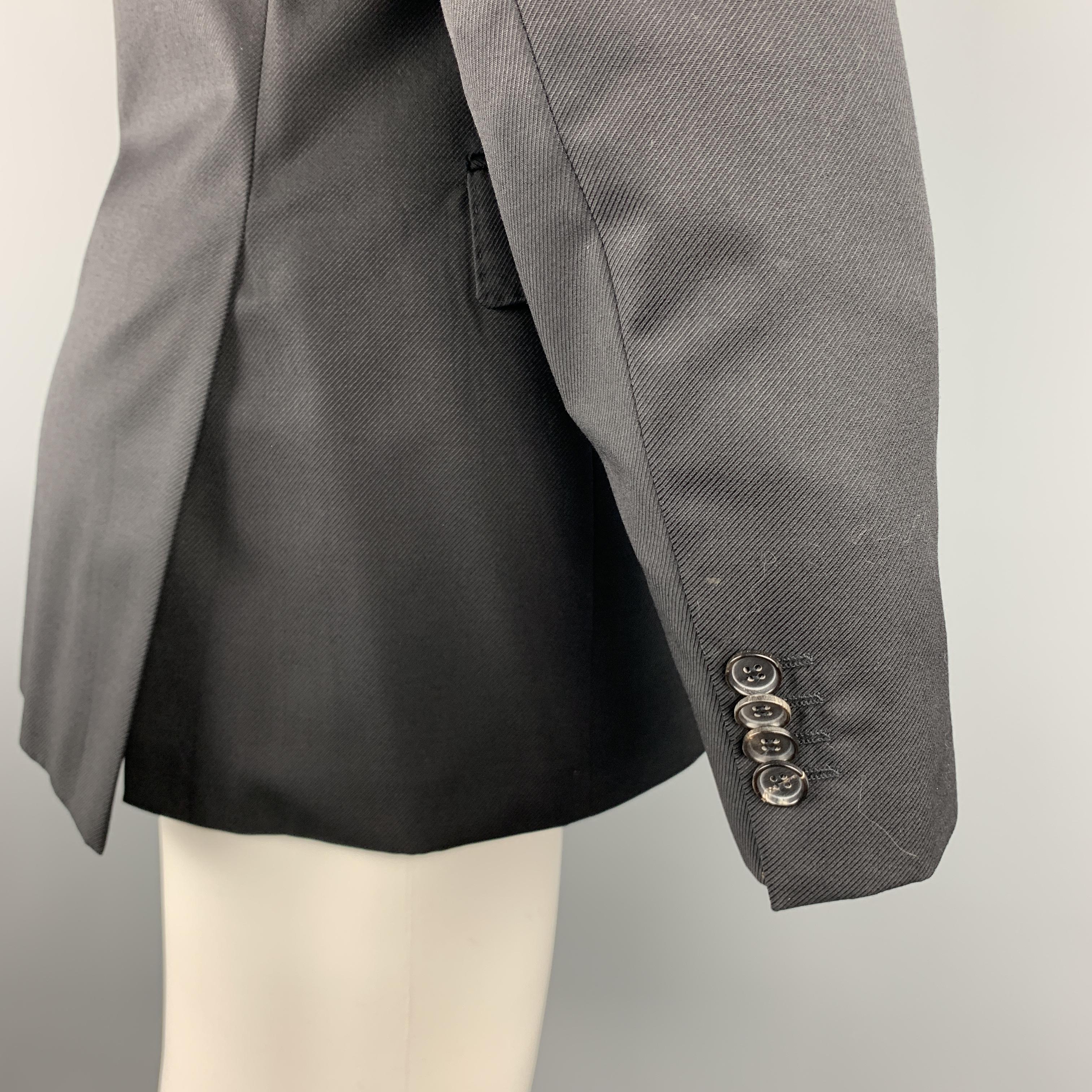 HUGO BOSS Size 38 Black Wool Notch Lapel Striped Texture Regular Sport Coat 2