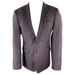 HUGO BOSS Size 38 Purple Check Wool Linen Sport Coat