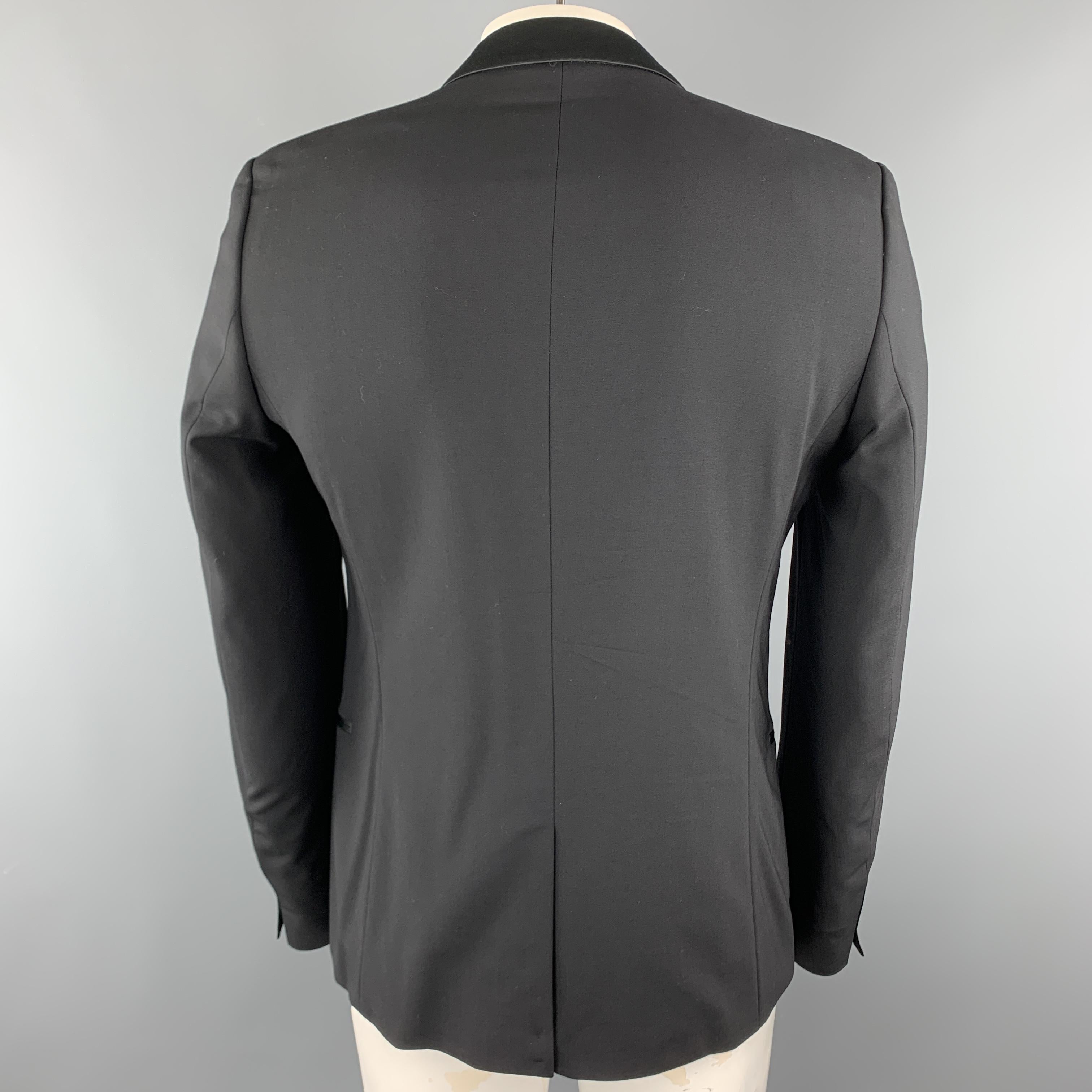 HUGO BOSS Size 40 Black Wool Shawl Collar Tuxedo Jacket In Excellent Condition In San Francisco, CA