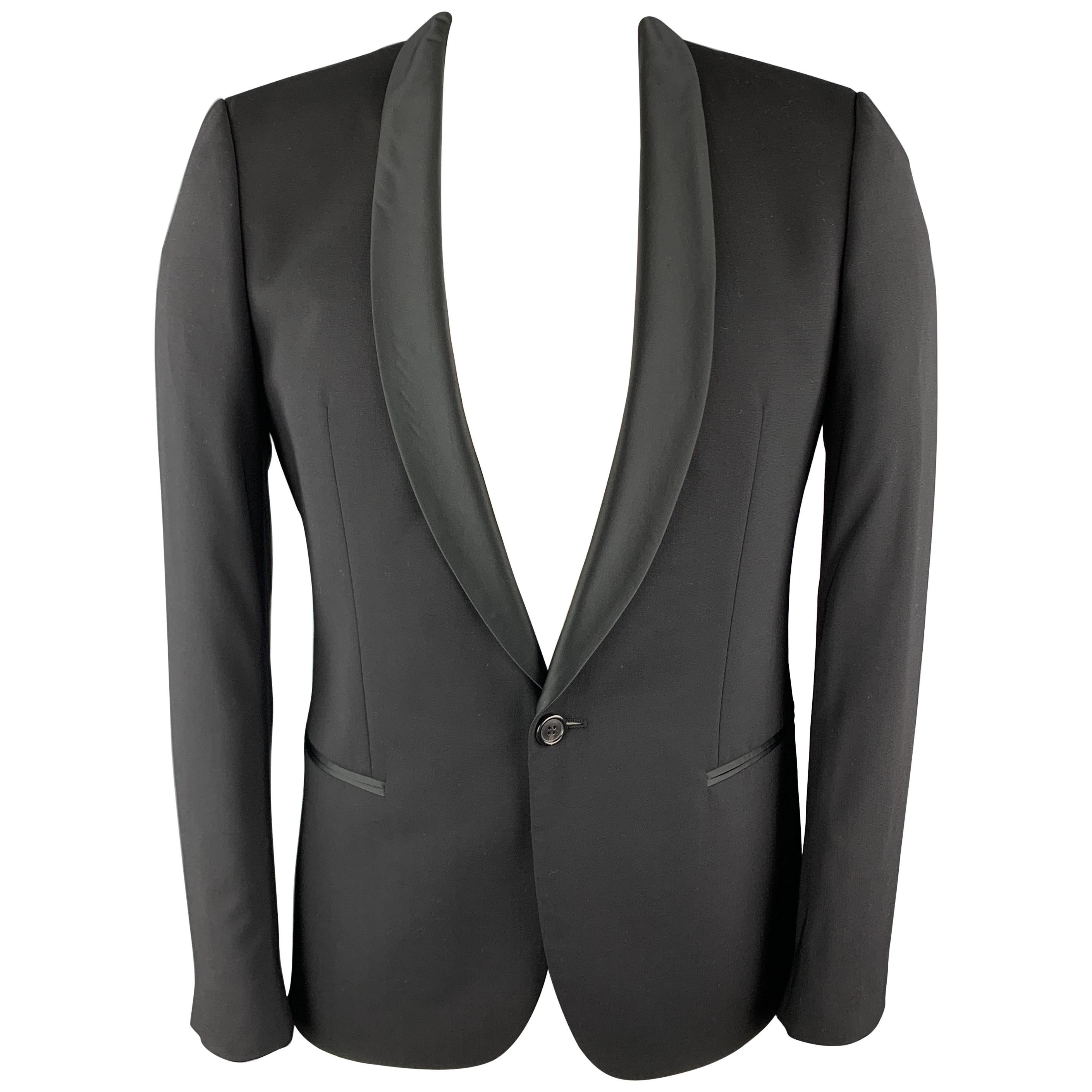 HUGO BOSS Size 40 Black Wool Shawl Collar Tuxedo Jacket