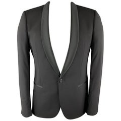 Vintage HUGO BOSS Size 40 Black Wool Shawl Collar Tuxedo Jacket