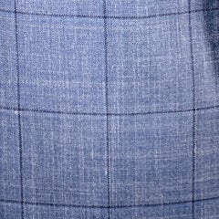 HUGO BOSS Size 40 Blue Black Window Pane Silk Linen Tailored Fit Sport Coat