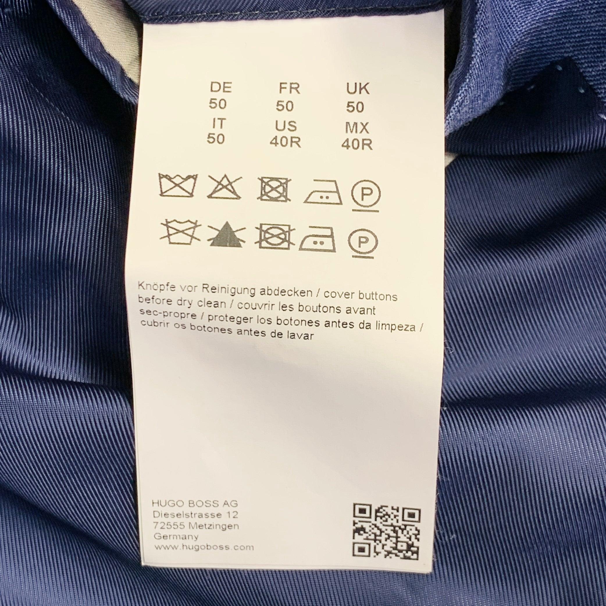 HUGO BOSS Size 40 Blue Black Window Pane Silk Linen Tailored Fit Sport Coat For Sale 5