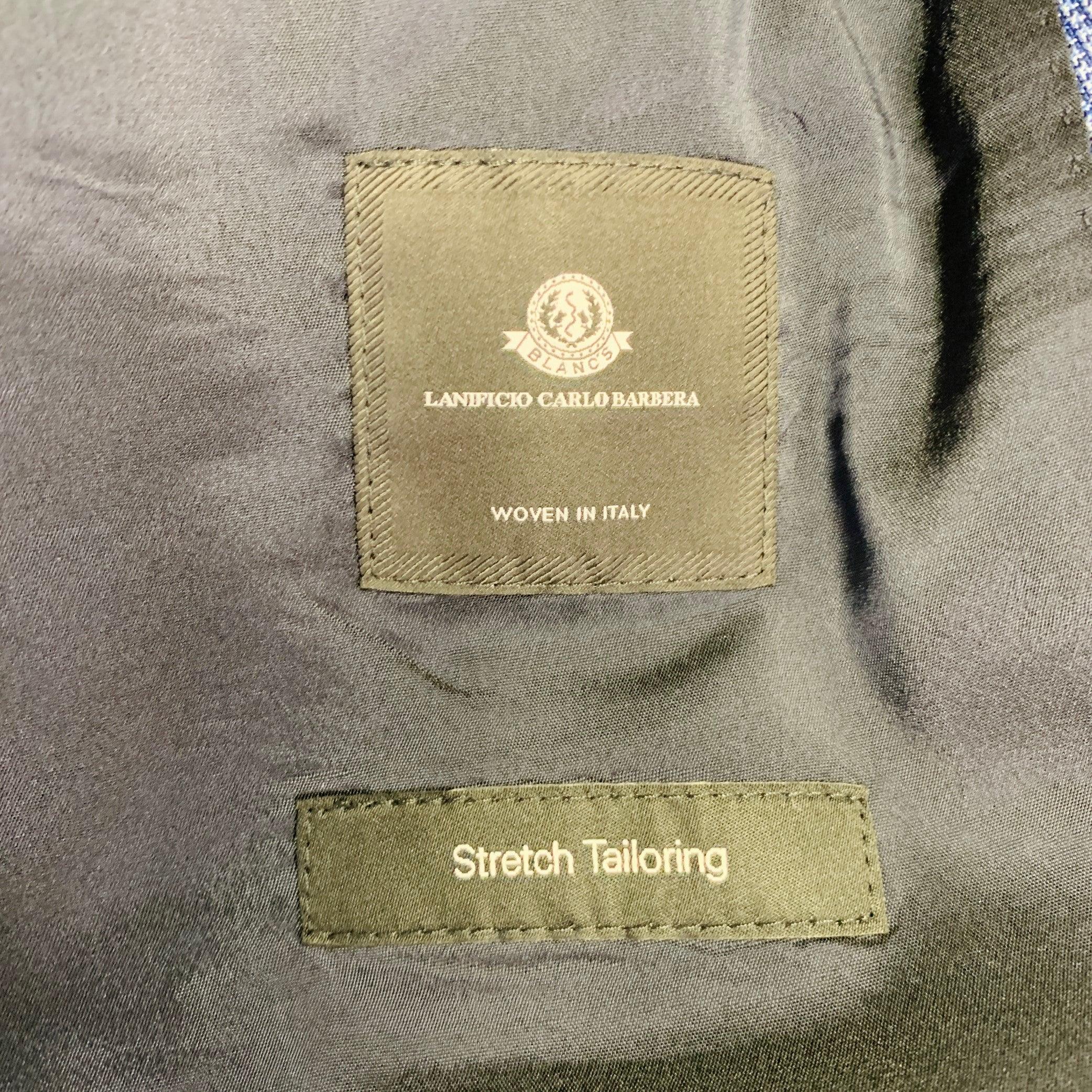 HUGO BOSS Größe 40 Blau Hahnentritt Schurwolle Einreiher mit Kerbrevers Anzug im Angebot 6