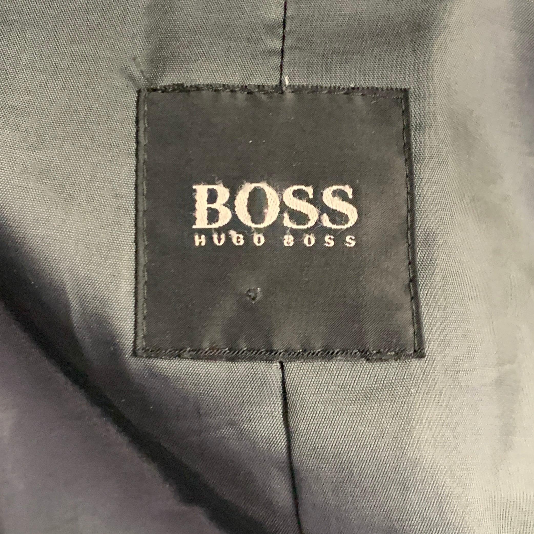 Veste zippée en cuir d'agneau noir et nylon HUGO BOSS Taille 40 Cliker Pour hommes en vente