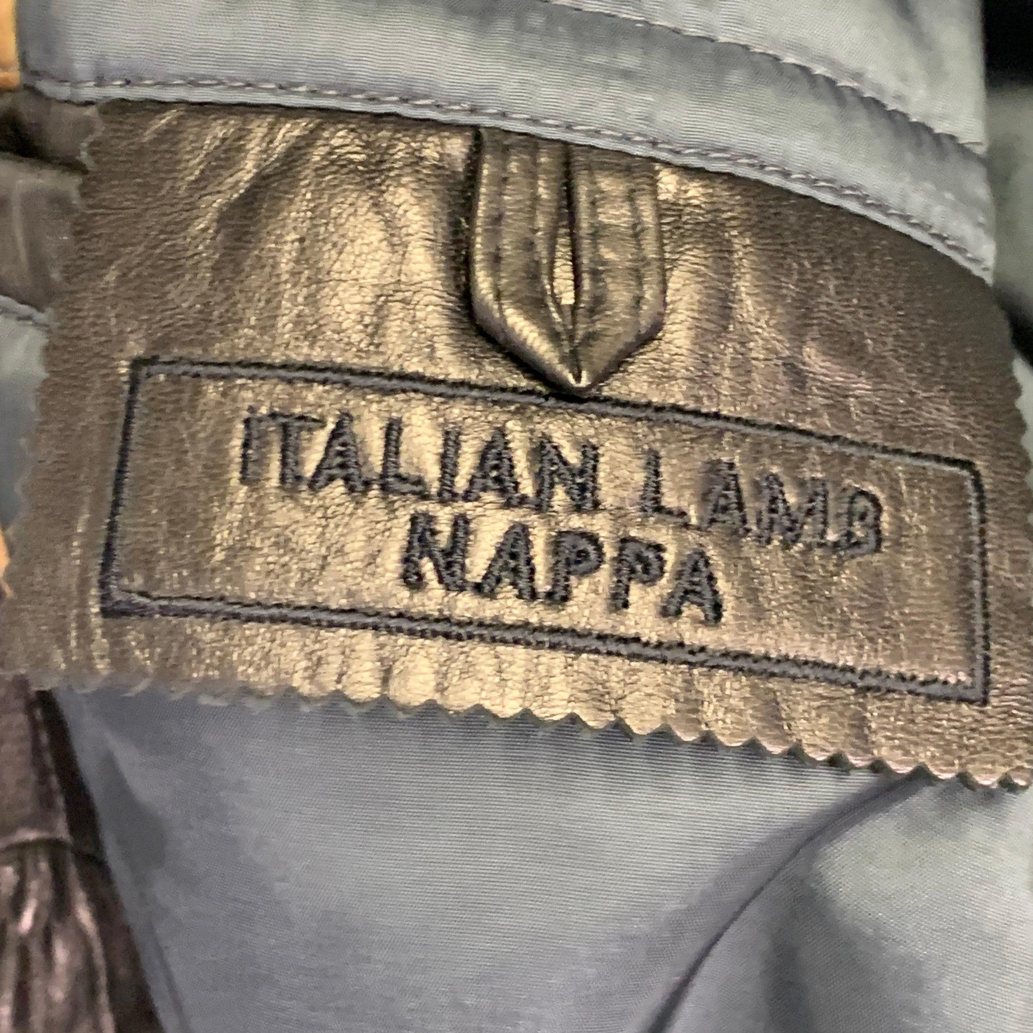 Veste zippée en cuir d'agneau noir et nylon HUGO BOSS Taille 40 Cliker en vente 1