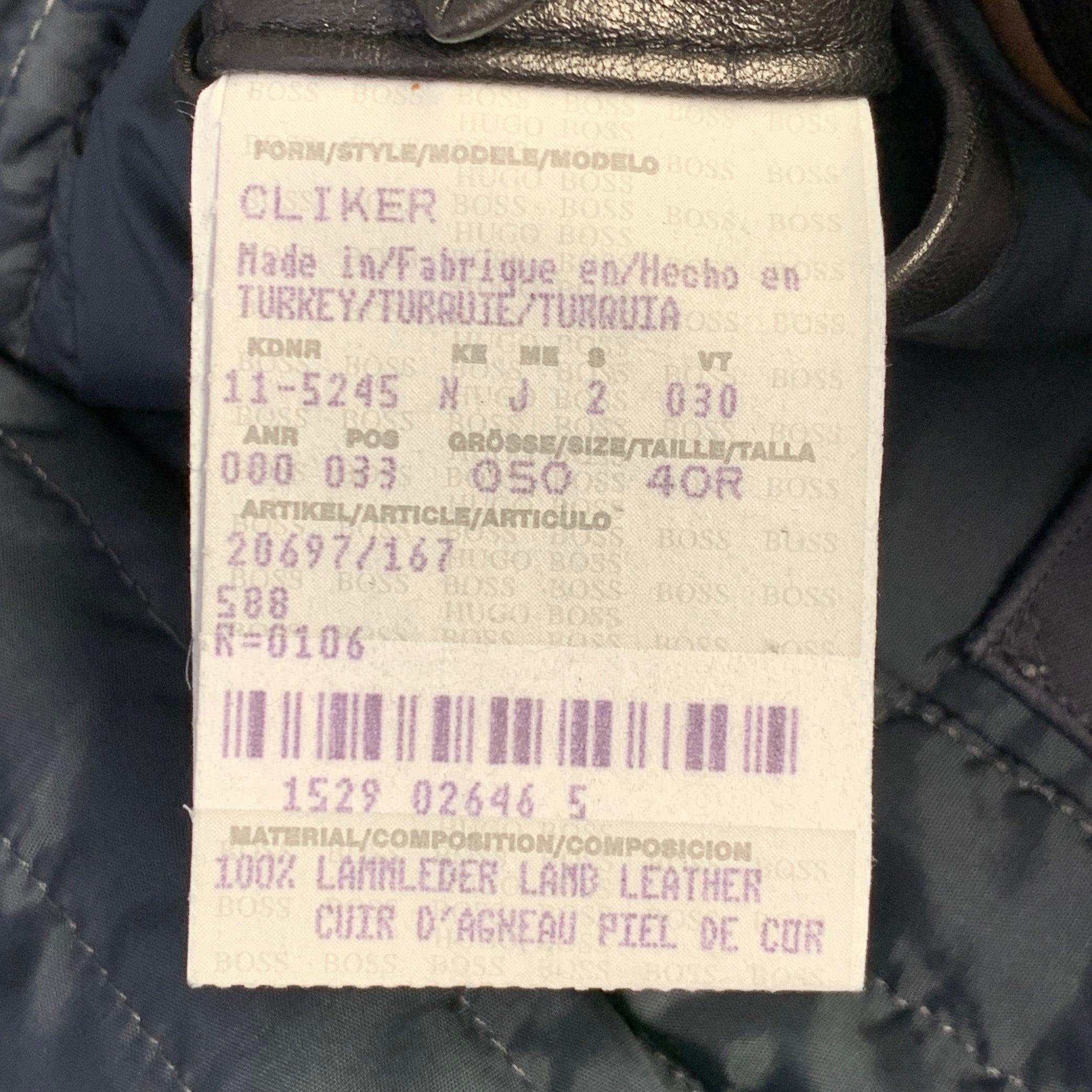 Veste zippée en cuir d'agneau noir et nylon HUGO BOSS Taille 40 Cliker en vente 3