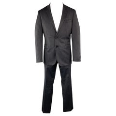 Used HUGO BOSS Size 40 Plaid Navy Wool 34 x 31 Notch Lapel Suit