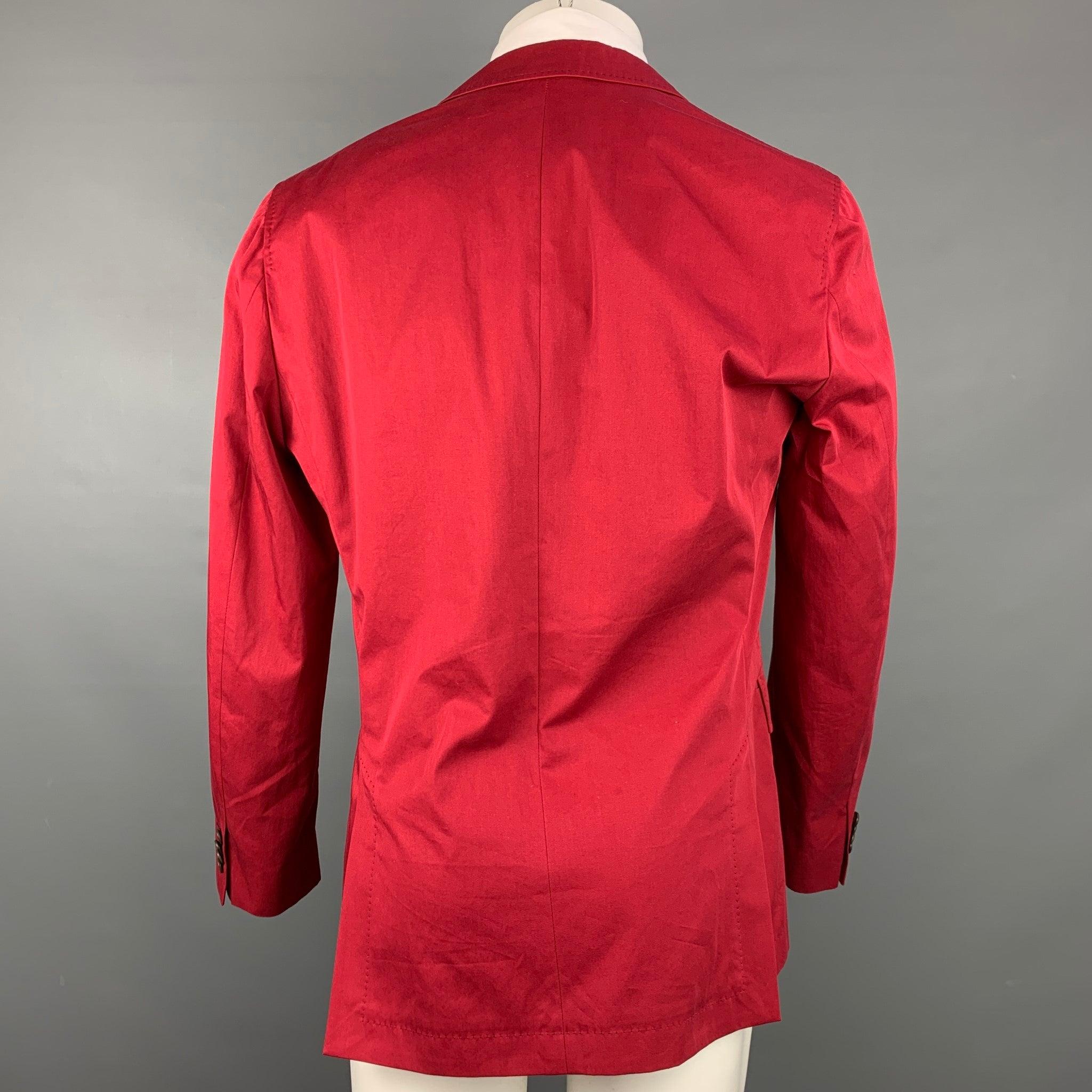 HUGO BOSS Size 40 Red Cotton Notch Lapel Sport Coat In Good Condition For Sale In San Francisco, CA
