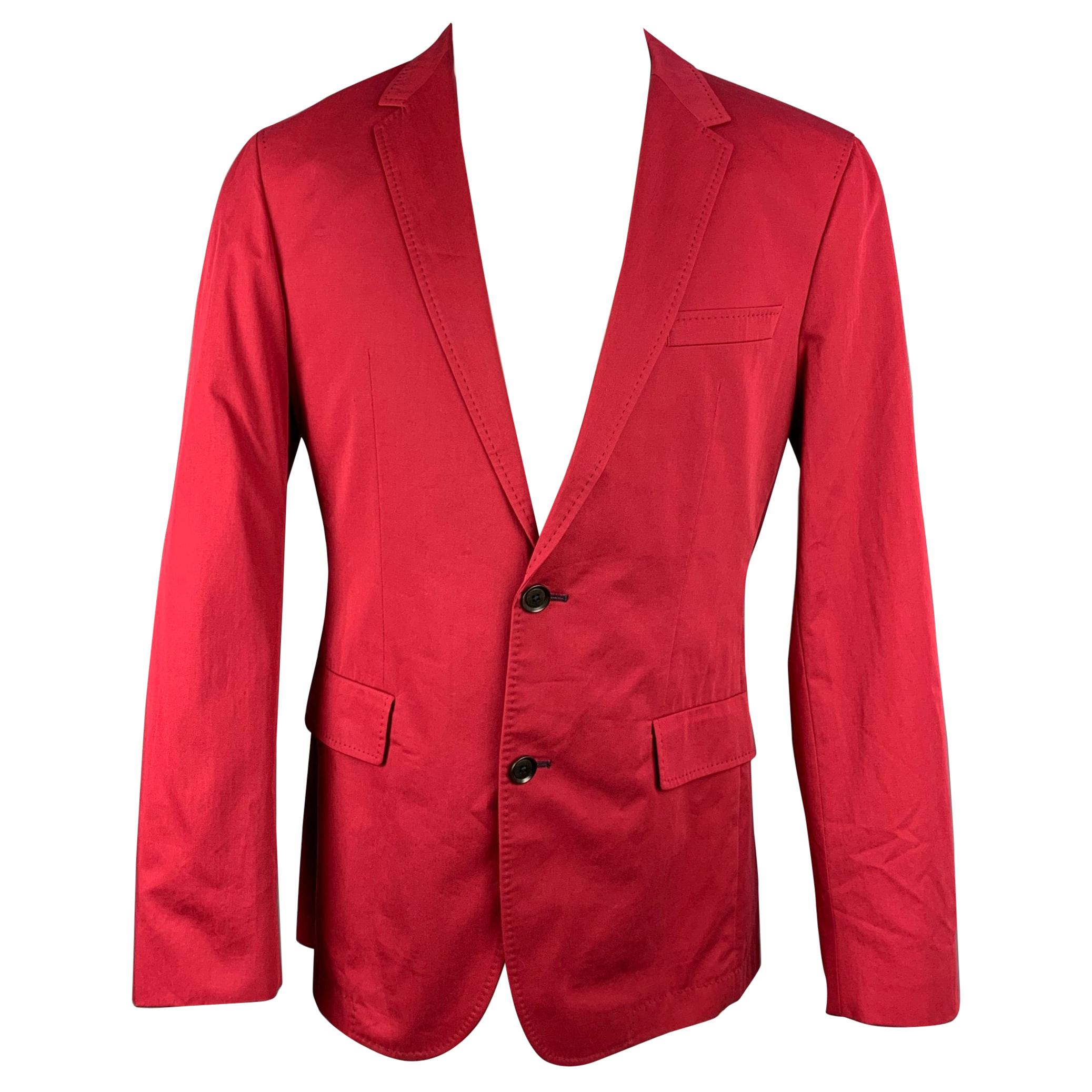 HUGO BOSS Size 40 Red Cotton Notch Lapel Sport Coat For Sale at 1stDibs