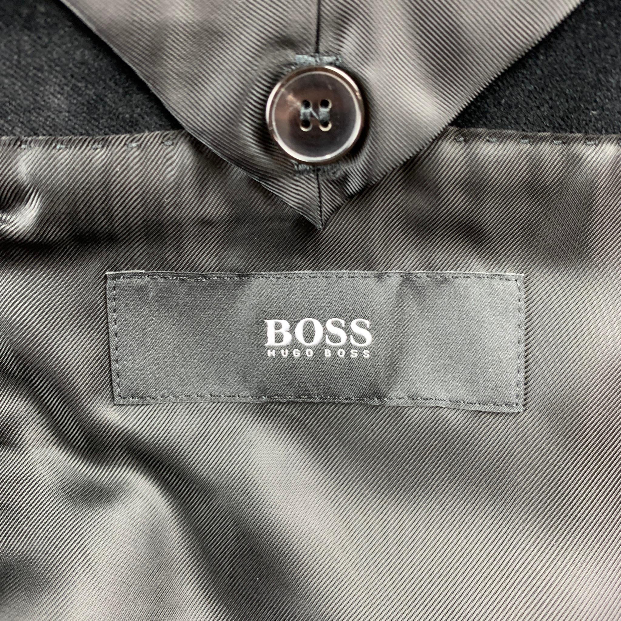 HUGO BOSS Size 40 Regular Black Cotton Velvet Shawl Collar Tuxedo Suit 1