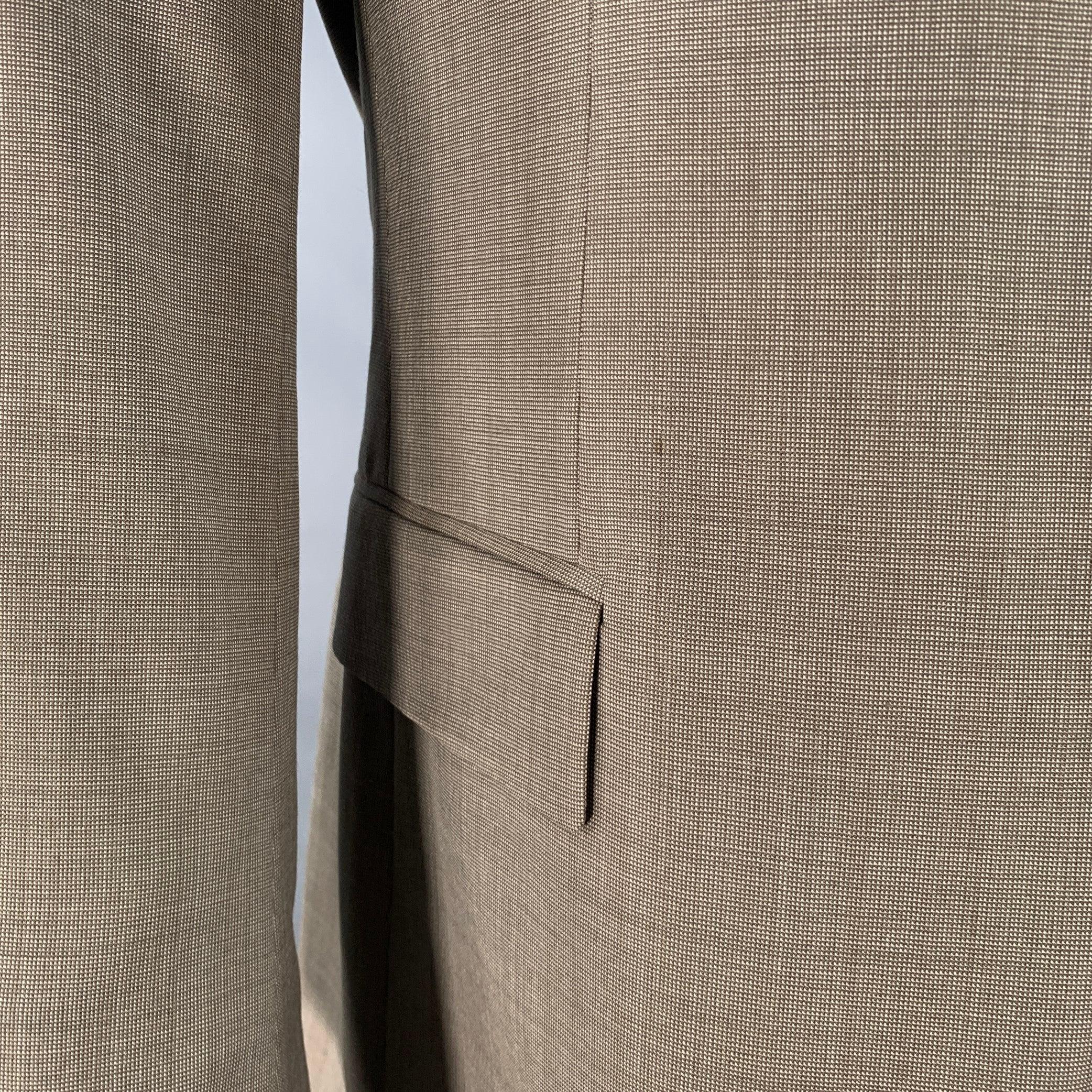 HUGO BOSS Talla 40 Regular Gris Taupe Nailhead Traje Lana Virgen en venta 5