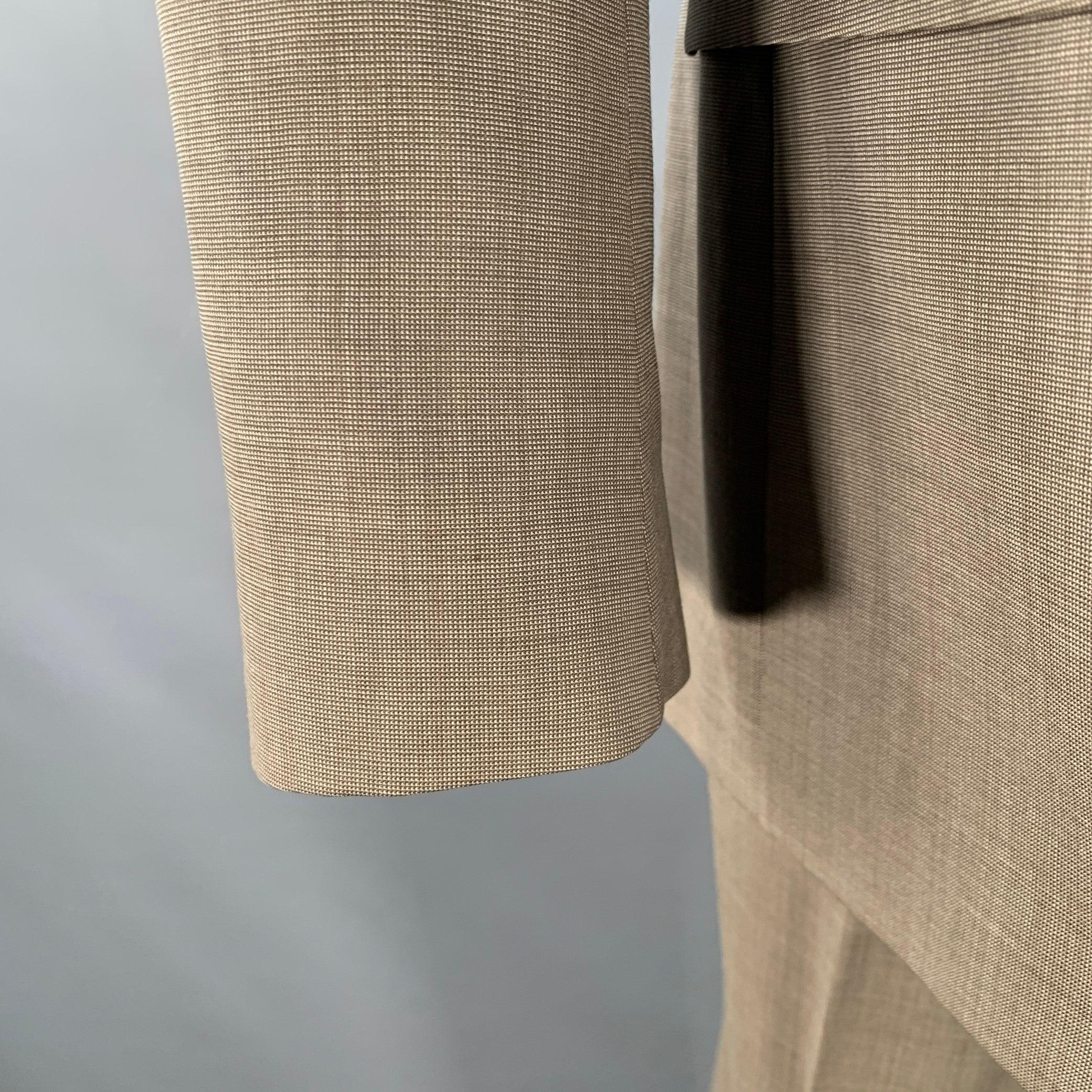 HUGO BOSS Talla 40 Regular Gris Taupe Nailhead Traje Lana Virgen en venta 6