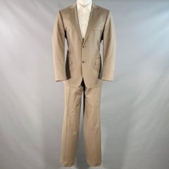 HUGO BOSS Talla 40 Regular Gris Taupe Nailhead Traje Lana Virgen