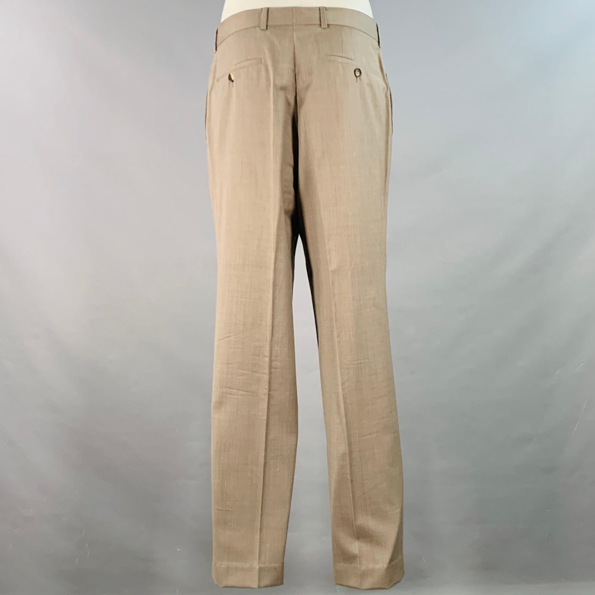 De los hombres HUGO BOSS Talla 40 Regular Gris Taupe Nailhead Traje Lana Virgen en venta