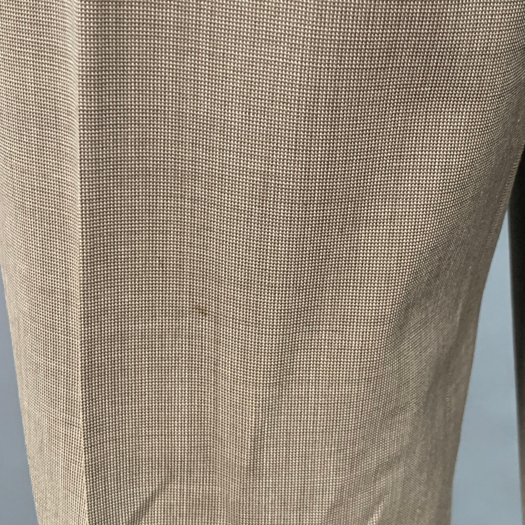 HUGO BOSS Talla 40 Regular Gris Taupe Nailhead Traje Lana Virgen en venta 2
